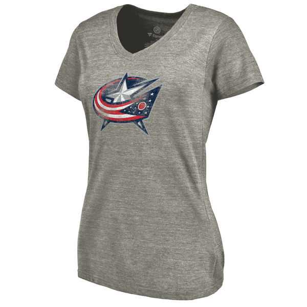 Women's Columbus Blue Jackets Distressed Team Logo Tri Blend V Neck T-Shirt Ash FengYun,We sell and wholesale Women's Columbus Blue Jackets Distressed Team Logo Tri Blend V Neck T-Shirt Ash FengYun on line form chian!